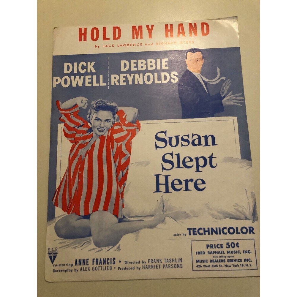 Hold My Hand Sheet Music Vintage Dick Powell &‎ Debbie Reynolds Cover
